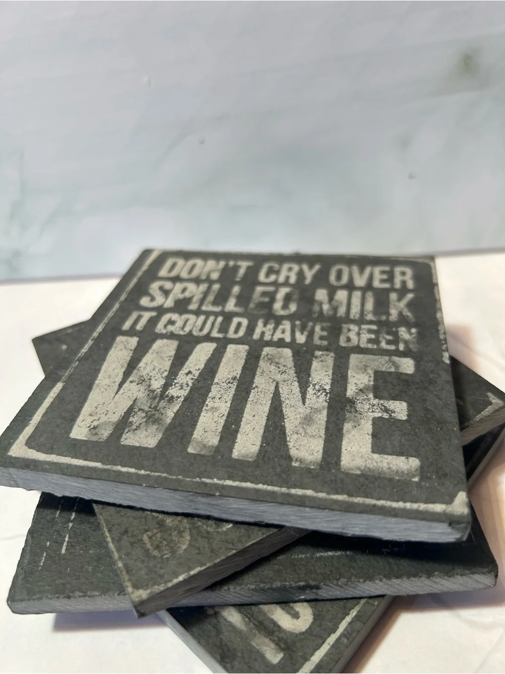 Wine Tasting Now Slate Coaster Set - Black